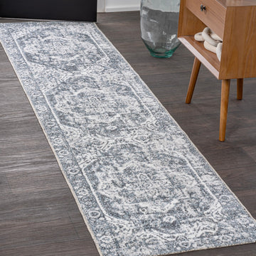 Keesha Bold Distressed Medallion Low-Pile Machine-Washable Area Rug